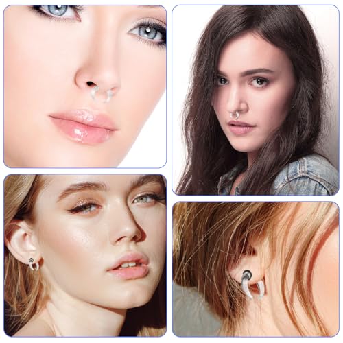 Mikovivi Acrylic Septum Rings,Plastic Horseshoe C-Shape Pincher Taper Cartilage Stretching Kit Piercing Retainer Jewelry for Women Man Nose Ear Tragus Size 14G 12G 10G 8G 6G 4G 2G 0G 00G