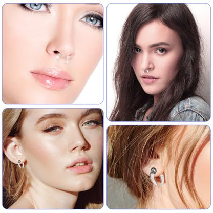 Mikovivi Acrylic Septum Rings,Plastic Horseshoe C-Shape Pincher Taper Cartilage Stretching Kit Piercing Retainer Jewelry for Women Man Nose Ear Tragus Size 14G 12G 10G 8G 6G 4G 2G 0G 00G