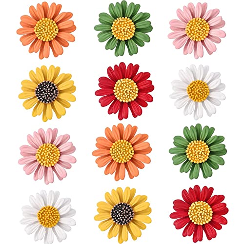 DD-life 6/12 Pcs Enamel Daisy Flower Lapel Pin Brooch Pin Plant Sunflower Suit Lapel Pin Fashion Shiny Brooch for Any Special Occasions (6 Colors x 2) - color: 12