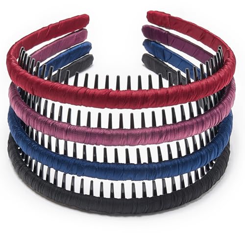 STHUAHE4PC Multicolor Protection Resin Teeth Comb Hair Hoop Hairband Headband Hair Accessories by Beauty hair (Multi-colored-No.25) - color: Multi-colored-No.25