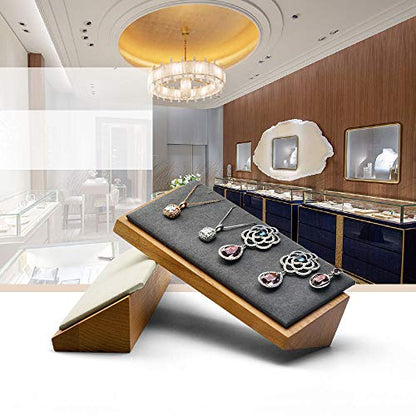 Oirlv Solid Wood Jewelry Display Stand Necklace Pendant Earring Showcase Organizer Triangular Plane Display(Grey Triangular Necklace Holder) - color: Grey Triangular Jewelry Display Stand
