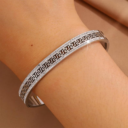 Silver Stainless Steel Bangle Bracelet - Non-tarnish Waterproof, Trendy Jewelry Gift Birthday for Women