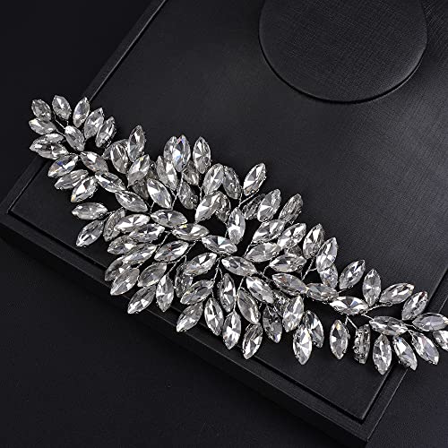 JWICOS Bridal Headband Crystal Hair Vine Wedding Headpiece for Bride & Girls (Silver) - color: Silver