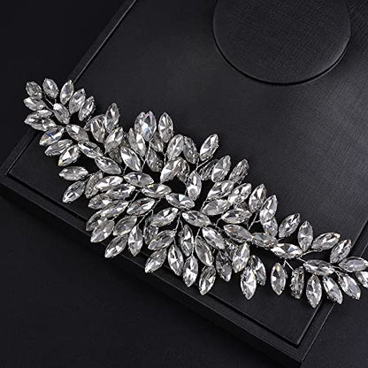 JWICOS Bridal Headband Crystal Hair Vine Wedding Headpiece for Bride & Girls (Silver) - color: Silver