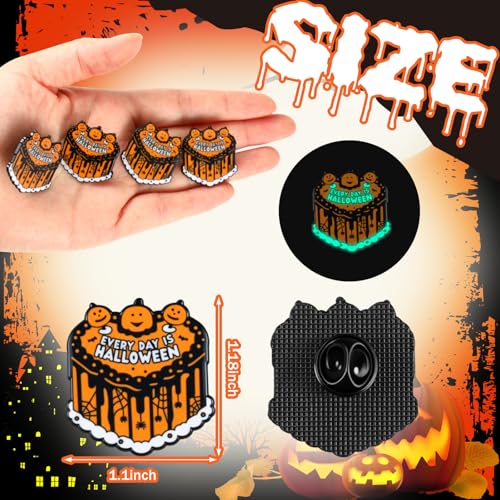 Liliaafar 36 Pieces Halloween Enamel Pins Set Grow in the Dark Halloween Lapel Pins Bulk for Backpacks Clothing Hat Bag Gifts - style: Pumpkin Cake