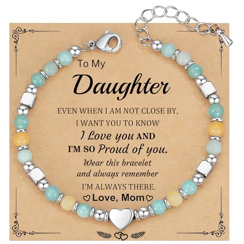 Best Friend Bracelet Gifts for Women Sister Bestie, Christmas Gift for Teens Mom Daughter Granddaughter Birthday Gift for Her Stocking Stuffers - color: Amazonite-Daughter