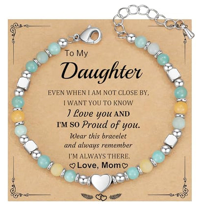Best Friend Bracelet Gifts for Women Sister Bestie, Christmas Gift for Teens Mom Daughter Granddaughter Birthday Gift for Her Stocking Stuffers - color: Amazonite-Daughter