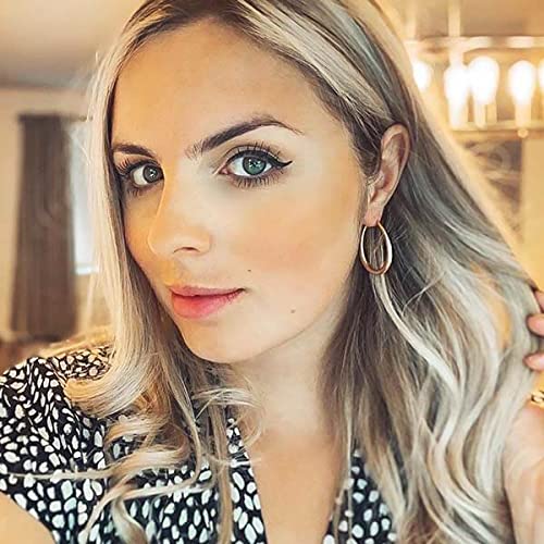 Silver Oval Hoop Earrings for Women 14K Gold Plated Hoop Earrings | Hypoallergenic Lightweight - color: A-14K Gold