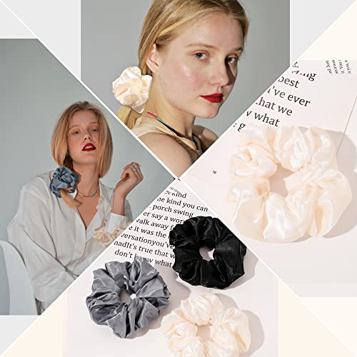 Scrunchies Hair Ties for Girls Women Elastics Bands Ponytail Holder Pack of Neutral Hair Accessories Big Large Scrunchie Cute Hairties for Thick Hair - color: BPGLeopard