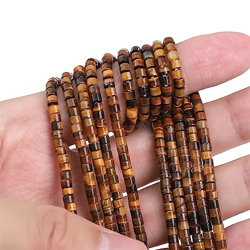 BEADIA Natural Yellow Tiger Eye Spacer Beads Caps Flat Round Loose Beads for Beading Jewelry Making 3mmx2mm 38cm - color: Yellow Tiger Eye, size: Flat Round 3mm x 2mm