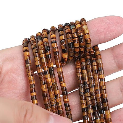 BEADIA Natural Yellow Tiger Eye Spacer Beads Caps Flat Round Loose Beads for Beading Jewelry Making 3mmx2mm 38cm - color: Yellow Tiger Eye, size: Flat Round 3mm x 2mm