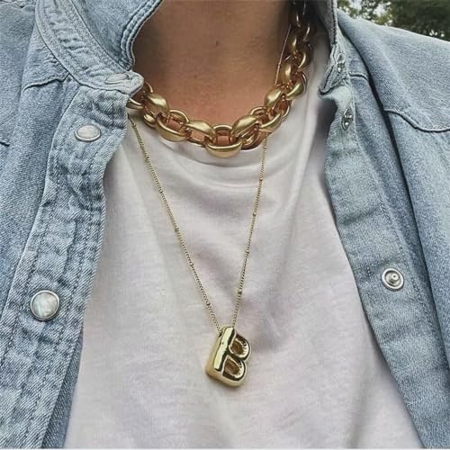 Gold Bubble Initial Necklace for Women Balloon Letter Necklace 18K Gold Plated Dainty Alphabet Pendant Puffy Name Personal Necklace - color: B
