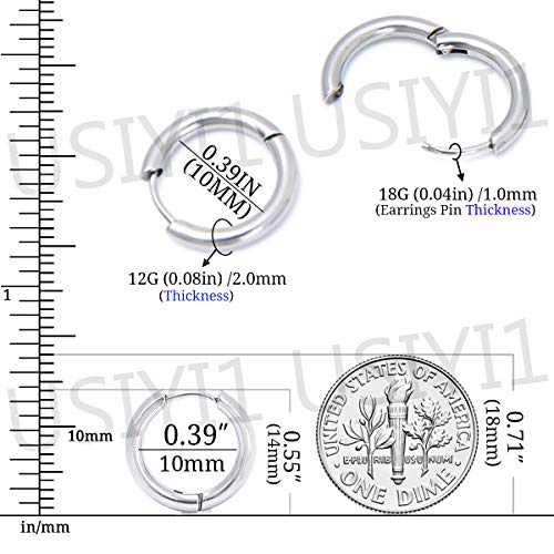 Stainless Steel Hoop Earrings for Men - Hinged Hoop Huggie Piercing Earrings Set For Men Women, Hypoallergenic Lobes Small Round Earrings - color: 3 Color Inner Diameter 0.39" (10MM)
