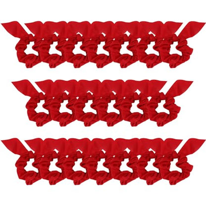 20 Pack Satin Hair Accessories for Women - Bow Scrunchies, Bunny Ear Hair Ties with Tails for Thick Hair and Girls - color: Red