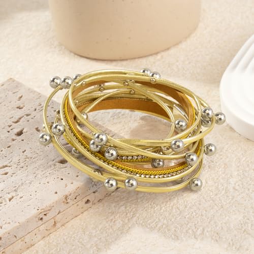 Wrapped Bracelets for Women,Leather Boho Bracelets for Women - color: Doubleloop-Gold