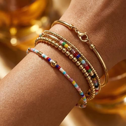 Colorful Mini Seed Bead Stretch Bracelet for Women, Handmade Lucky Protection Jewelry, Ideal Friendship Gift