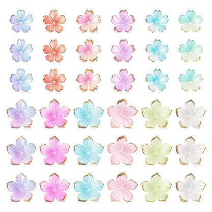 360 pcs Acrylic Flower Bead 5-Petal Floral Bead End Caps Mini Cherry Blossom Spacer Beads Caps for DIY Crafts Bracelet Necklace Earrings Jewelry Making - color: Cherry Blossom Flower,Mixed Color