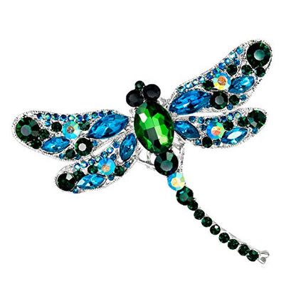 seven wolves Women's Austrian Crystal Brooch Wedding Flower Leaf Bouquet Brooch - color: Blue Green
