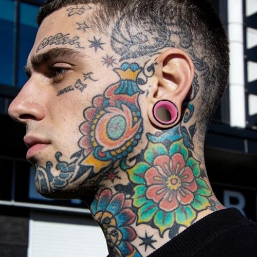 DOEARKO 2Pcs Stainless Steel Outer Ring & PLA Inner Plug Ear Gauges (2g/6mm - 1"/25mm) Hypoallergenic Double Material for Stretched Ears Lightweight Breathable Plugs - color: B&RS, size: 6mm(2G)