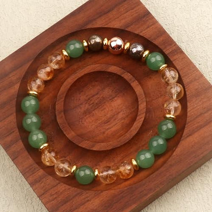 KSQS Healing Stone Bead Bracelet for Women, Natural Gemstones Balance Protection Bracelet, Spiritual Crystal Beads Bracelet Anxiety Relief with Meaning Card - color: Success
