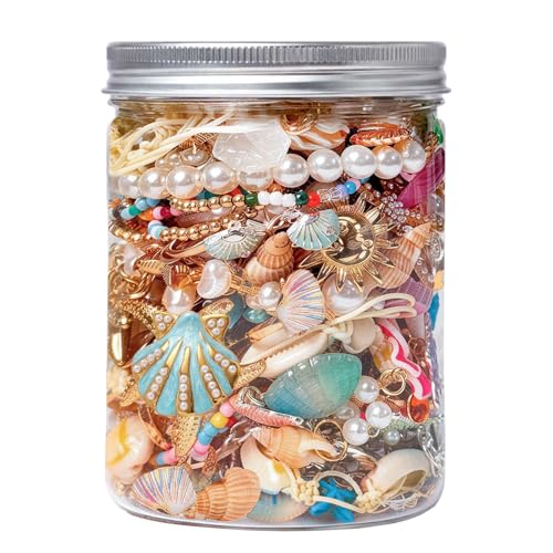 SMUOBT Mystery Jewelry Jar Bundle - Surprise Vintage Jewelry Box for Women,Gift Jewelry Set (Necklace, Earrings, Rings,Kracelet,Keychain) - Unique Birthday Gift for Women - color: Marine Shells
