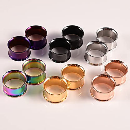 Set of 12 PCS 316L Stainless Steel Ear Plugs Large Gauges Stretching Screw Fit Tunnels Gauge 2g - 1 inch Ear Plugs Tunnels for Ears Expander Body Jewelry - color: 6 Pair Double Flared, size: 25mm(1")