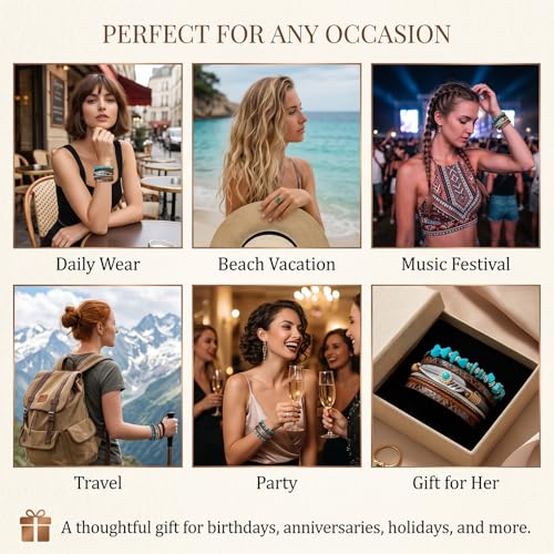 Long tiantian Boho Western Bracelets for Women Leather Wrap Bracelets Turquoise Bracelet Western Jewelry Country Concert Outfits - color: A1:western bracelet for women（brown）
