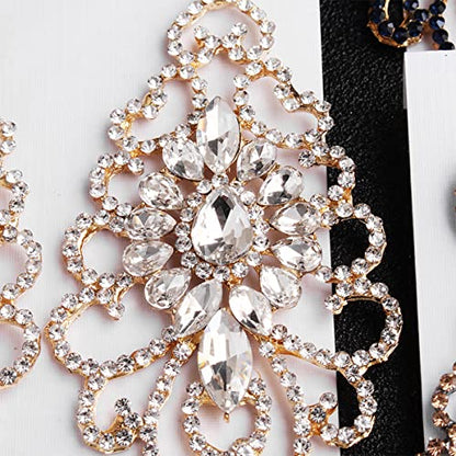 Wedding Teardrop Dangle Earrings Crystal Rhinestone Beaded Chandelier Earrings for Brides Gold - color: D-gold-4