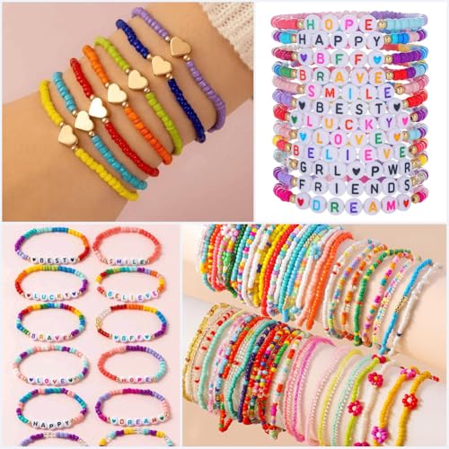 2408Pcs Friendship Bracelet Making Kit Glass Seed Beads Party Favor DIY Jewelry Supplies Bead Set Make Your own Personalised Bracelet for Wedding Birthday Gift Craft Wrapped