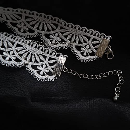 Bethynas Gothic White Lace Sexy Choker Necklace Heart Butterfly Pendant Tassel Collar Neck Chain Bridal Wedding Jewelry for Women Girls - color: Style A