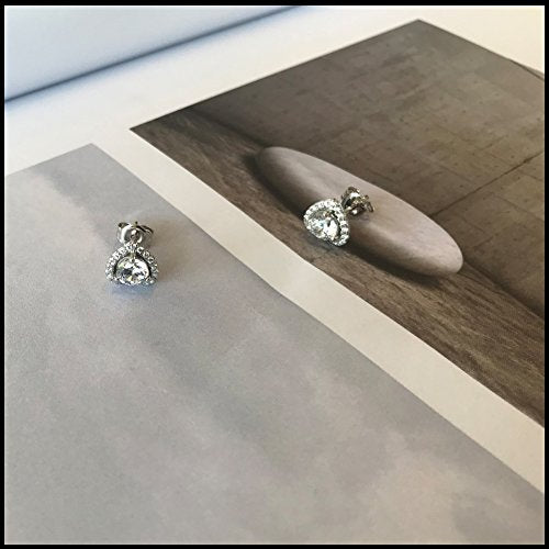 925 Sterling Silver Bezel Stud Earrings for Women Hypoallergenic Cubic Zirconia Stud Earrings for Unisex - style: 1-Heart Studs