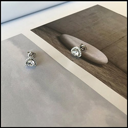 925 Sterling Silver Bezel Stud Earrings for Women Hypoallergenic Cubic Zirconia Stud Earrings for Unisex - style: 1-Heart Studs