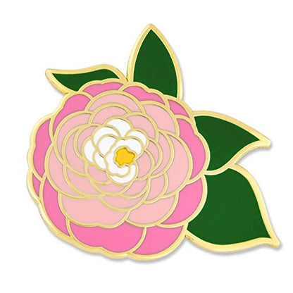 PinMart Flower Trendy Enamel Lapel Pin - color: Pink Peony, size: 5 Pack
