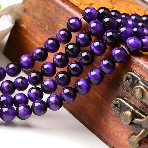 Natural Stone&925 Sterling Silver/18K Gold Anklet,│4MM│9-12 in│, Hand Woven, Adjustable Size - color: 925 Sterling Silver&Violet Tiger's Eye,4MM