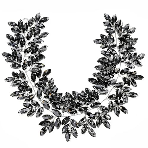 Missgrace Women Silver Green Black Red Blue Handmade Full Crystal Rhinestone Large Headband Hair Vine Shinny Headpiece Bridal Wedding Hair Accessories for Women (Grey) - color: Grey