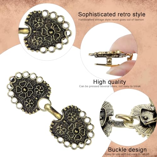 Molain 4Pcs Vintage Sweater Swirl Clip, Cape Cloak Clasps Retro Cardigan Shawl Collar Clips Dress Shirt Brooch Button Clip for Women(Bronze)