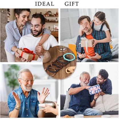 Giovanchi 41/44 PCS Wooden Beaded Bracelets for Men Larger Size Adjustable Punk Braided Wooden Bracelet Bulk Wood Bangles Wristbands Meaningful Jewelry Gift - style: Style B:41 PCS