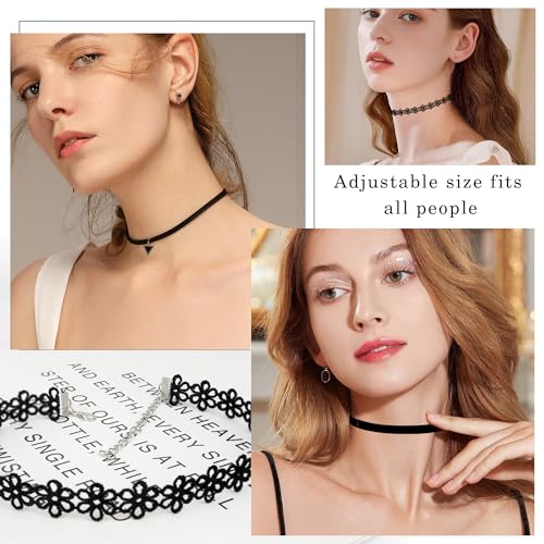 Choker Necklace for Women, Choker Necklaces for Woman, Black Choker, Chokers for Women - color: Black 6pcs
