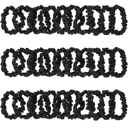 30Pcs Black Satin Hair Scrunchies, Silk Hair Ties for Women Girls Hair Accessories Gift, Value Package, Premium Material, Non-Slip Design, Pain-Free, Damage-Free (Black, 30 Count) - color: Multicolor B