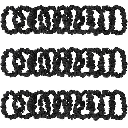 30Pcs Black Satin Hair Scrunchies, Silk Hair Ties for Women Girls Hair Accessories Gift, Value Package, Premium Material, Non-Slip Design, Pain-Free, Damage-Free (Black, 30 Count) - color: Multicolor B