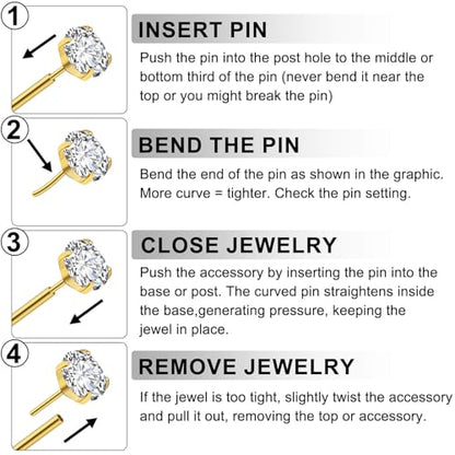 Uni-J 10pcs 20G/18G/16G Threadless Push-in Tragus Conch Cartilage Flat Back Helix Labret Monroe Lip Ring Daith Piercing Jewelry - color: 16G Black 6mm