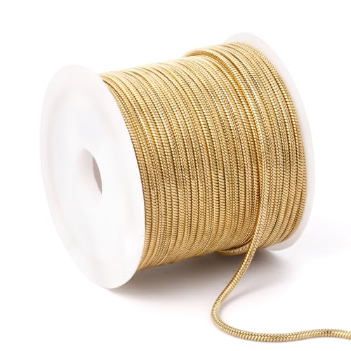 33FT 1.6mm Thin Stainless Steel Gold Snake Chains Bulk for Jewelry Making | 18K Gold PVD Plated 304 Stainless Steel Round Snake Chain Roll Spool for DIY Craft - color: 1.5mm Gold Round Snake Chains