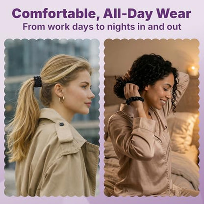 Goody Ouchless Half Inch Satin Scrunchies, Frizz Fighting, No Damage Scrunchies, All Hair Types, Gentle, Secure & Creaseless Hair Ties for Day and Overnight, Gifts for Women & Girls, 5 Ct, Black - style: Half Inch/Medium