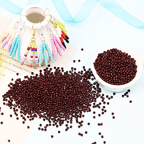 Bala&Fillic Opaque Coffee Color 3mm Seed Beads About 3600pcs/100Grams in Bag, 8/0 Glass Craft Beads for Making Bracelet and Necklace (Coffee) - color: Coffee