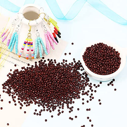 Bala&Fillic Opaque Coffee Color 3mm Seed Beads About 3600pcs/100Grams in Bag, 8/0 Glass Craft Beads for Making Bracelet and Necklace (Coffee) - color: Coffee