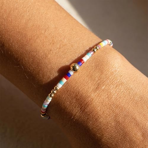 Colorful Mini Seed Bead Stretch Bracelet for Women, Handmade Lucky Protection Jewelry, Ideal Friendship Gift