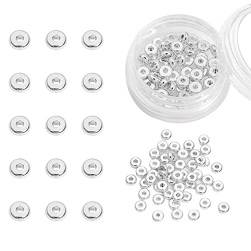 Silver Plated Disk Spacer Beads 4x1.5mm 50pcs for Jewelry Making Findings Non Tarnish - color: Silver, size: 4x1.5mm Disk