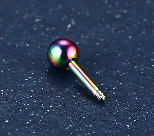 Tanyoyo 4mm Surgical Stainless Steel Ear Piercing Studs Earrings sets 5-6 Pair Mixed Colors High Polished 16G ¡­ - style: 5 Color
