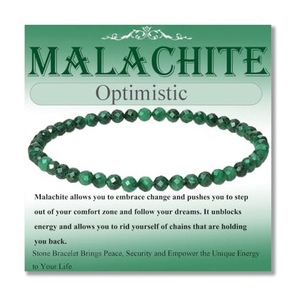 MASSIVE BEADS Natural Genuine Gemstone Beads Healing Crystal Chakra Reiki Jewelry Faceted Round Beads Bracelets 3mm - color: Malachite