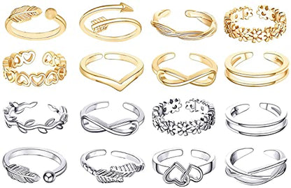 MAGIDOVE 24PCS Adjustable Toe Rings for Women Open Toe Ring Knot Toe Ring Summer Beach Foot Jewelry